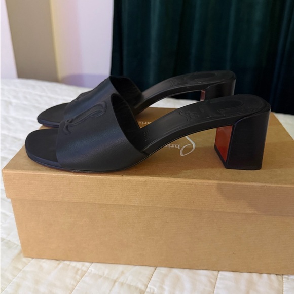 Christian Louboutin Black Mules with Signature Red Sole - Picture 3 of 7